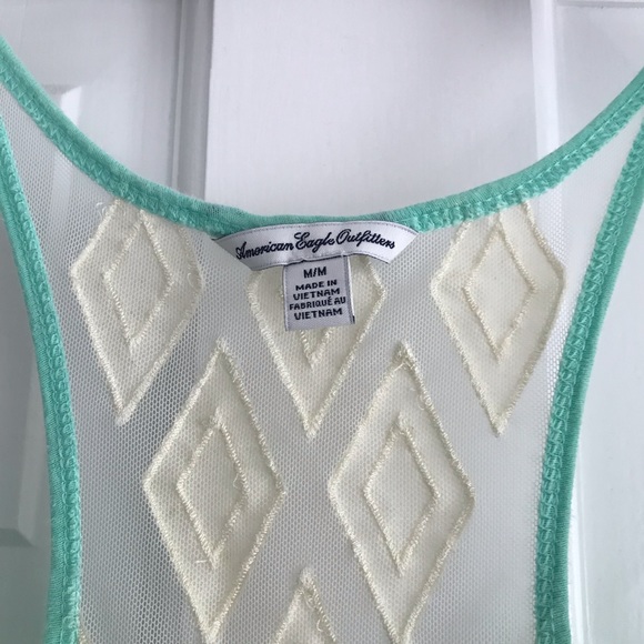 American Eagle Mint Green Lace Back Tank - Picture 3 of 6